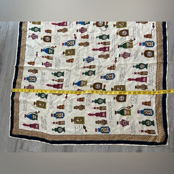 ECHO- Silky Square - XL scarf Shawl- perfume bottles- elegant- cream blue - Picture 5 of 9